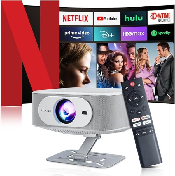 Netflix Licensed Projector with Wifi Bluetooth 4K, Auto Keystone/Electric Focus
